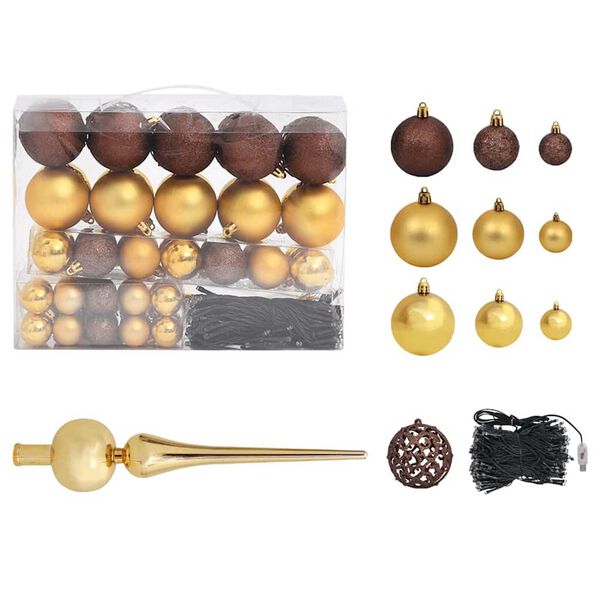 vidaXL Artificial Pre-lit Christmas Tree with Ball Set White 210 cm PVC