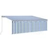 vidaXL Manual Retractable Awning with Blind 4x3m Blue&White