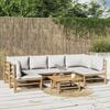 vidaXL 7 Piece Garden Lounge Set with Light Grey Cushions Bamboo