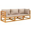 vidaXL 3 Piece Garden Lounge Set with Taupe Cushions Solid Wood