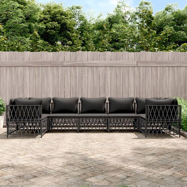 vidaXL 7 Piece Garden Lounge Set with Cushions Anthracite Steel