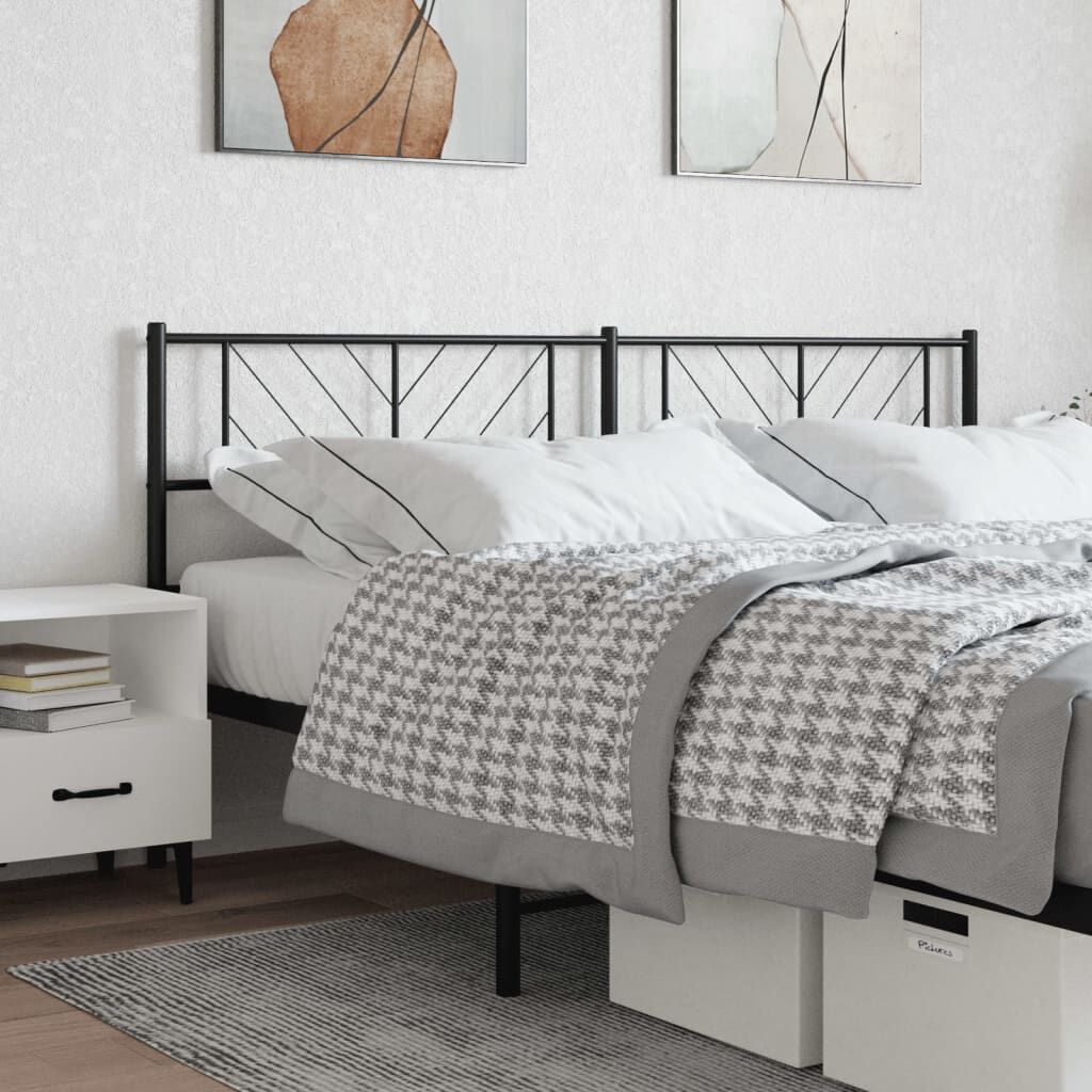 vidaXL Metal Headboard Black 180 cm