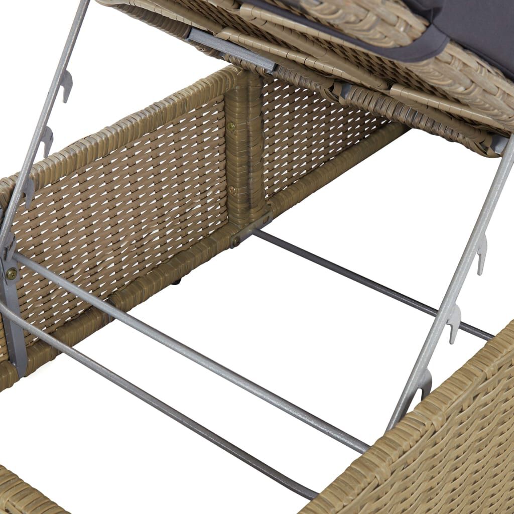 vidaXL Sunlounger Poly Rattan Brown and Dark Grey