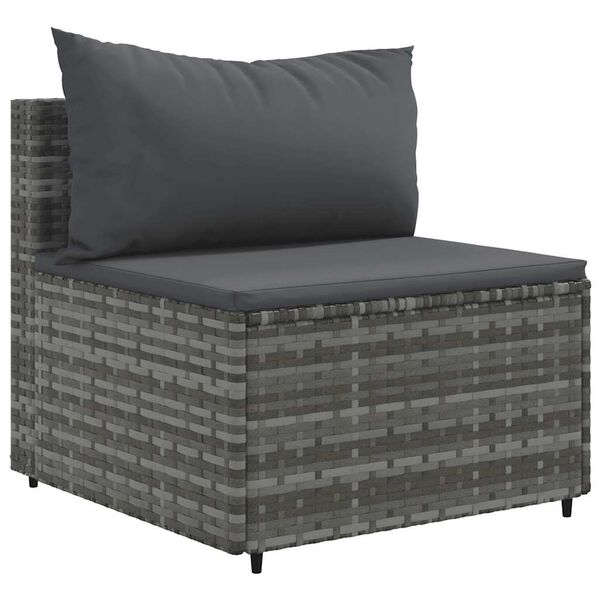 vidaXL 7 Piece Garden Lounge Set with Cushions Grey Poly Rattan