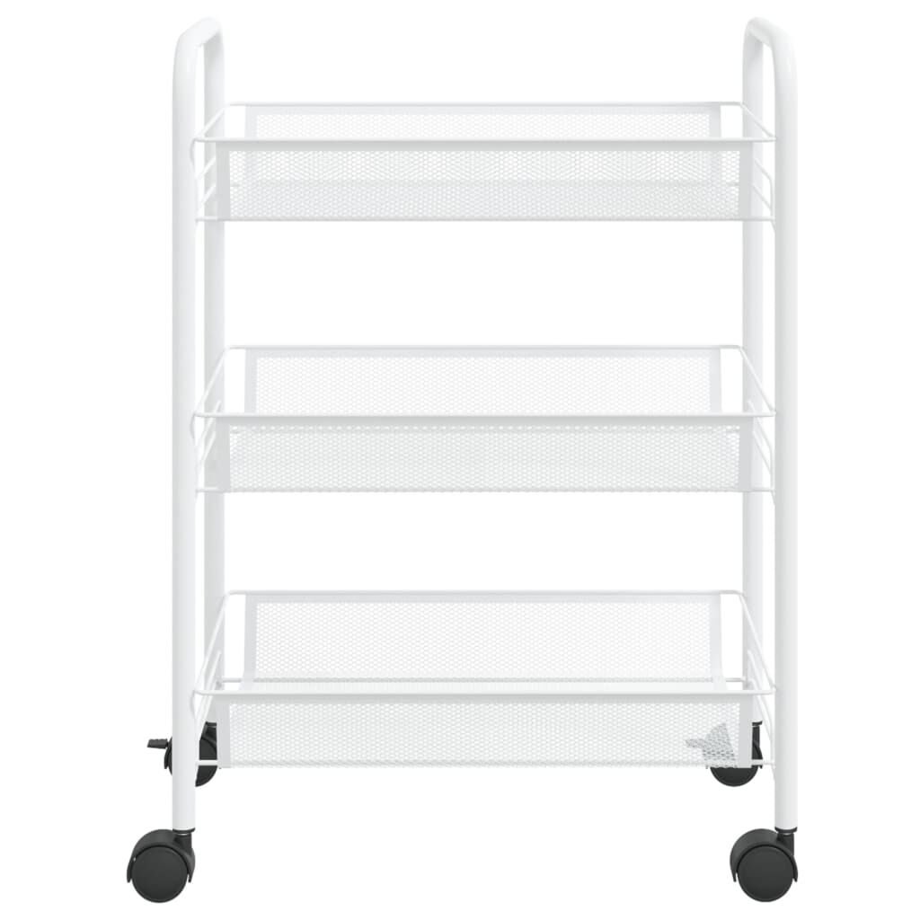 vidaXL 3-Tier Kitchen Trolley White 46x26x64 cm Iron