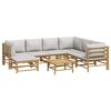 vidaXL 8 Piece Garden Lounge Set with Light Grey Cushions Bamboo