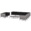 vidaXL 10 Piece Garden Lounge Set with Cushions Poly Rattan Dark Grey
