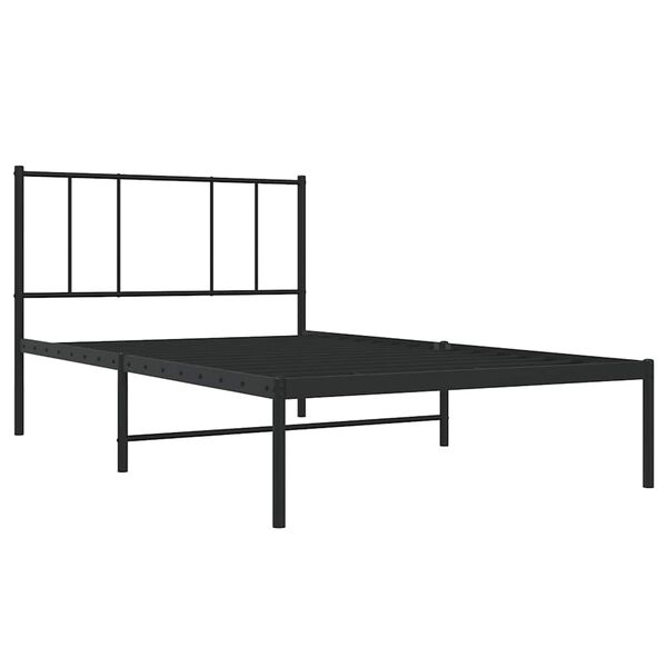 vidaXL Metal Bed Frame without Mattress with Headboard Black 100x190cm