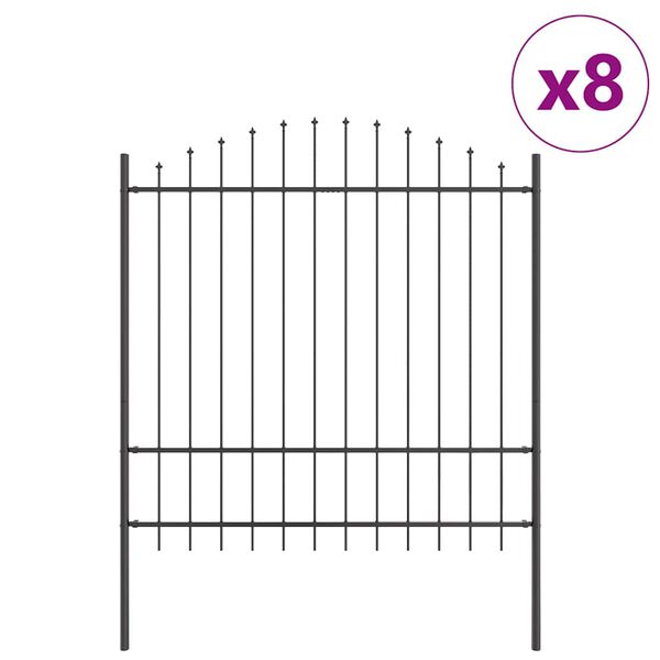 vidaXL Garden Fence 8 pcs Grey 170 x 215 cm Powder-Coated Steel