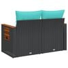 vidaXL Garden Sofa with Cushions 2-Seater Black Poly Rattan