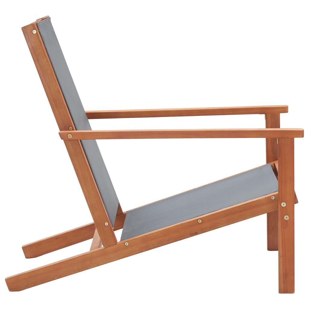 vidaXL Garden Lounge Chair Grey Solid Eucalyptus Wood and Textilene