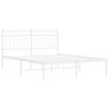 vidaXL Metal Bed Frame without Mattress with Headboard White 135x190cm