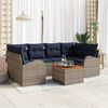 vidaXL Garden Sofa Set with Cushion 7 pcs Grey Poly Rattan