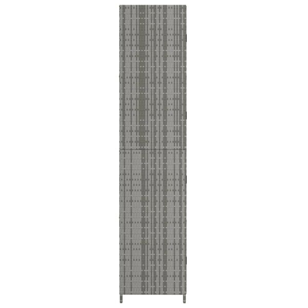 vidaXL Garden Storage Cabinet Grey 59x40x180 cm Poly Rattan