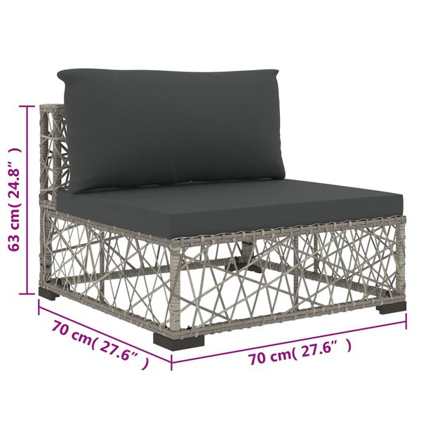 vidaXL 6 Piece Garden Lounge Set with Cushions Poly Rattan grey