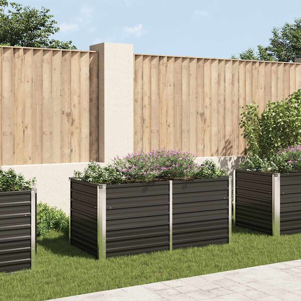 vidaXL Raised Garden Bed Anthracite 160x80x77 cm Galvanised Steel