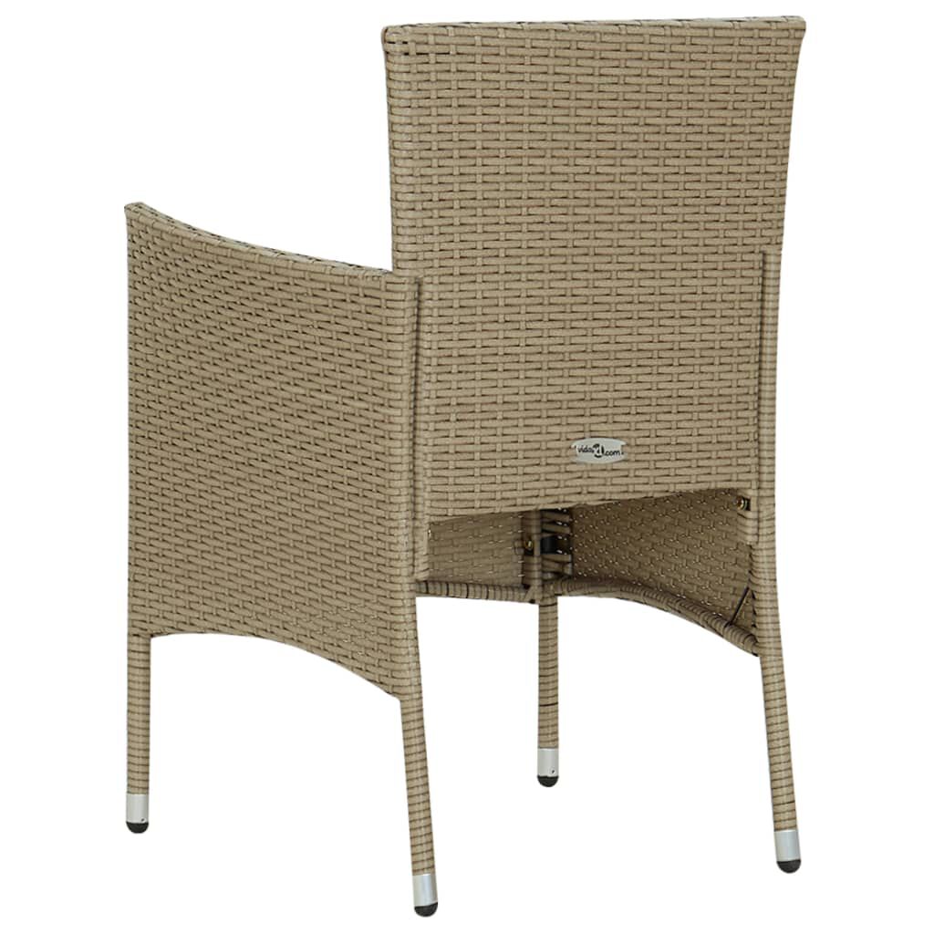 vidaXL 7 Piece Garden Dining Set Poly Rattan Beige