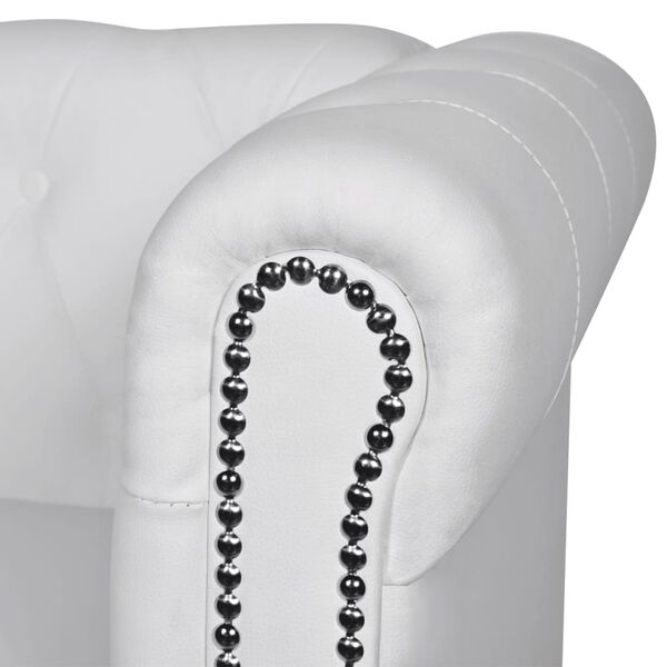 vidaXL Chesterfield 2-Seater Artificial Leather White