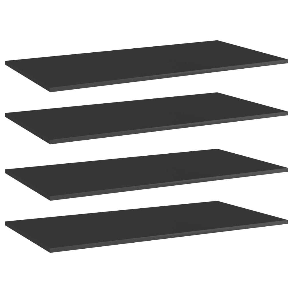 vidaXL Bookshelf Boards 4 pcs High Gloss Black 100x50x1.5 cm Engineered Wood