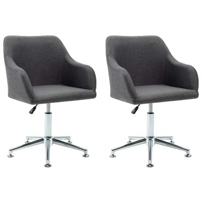vidaXL Swivel Dining Chairs 2 pcs Dark Grey Fabric