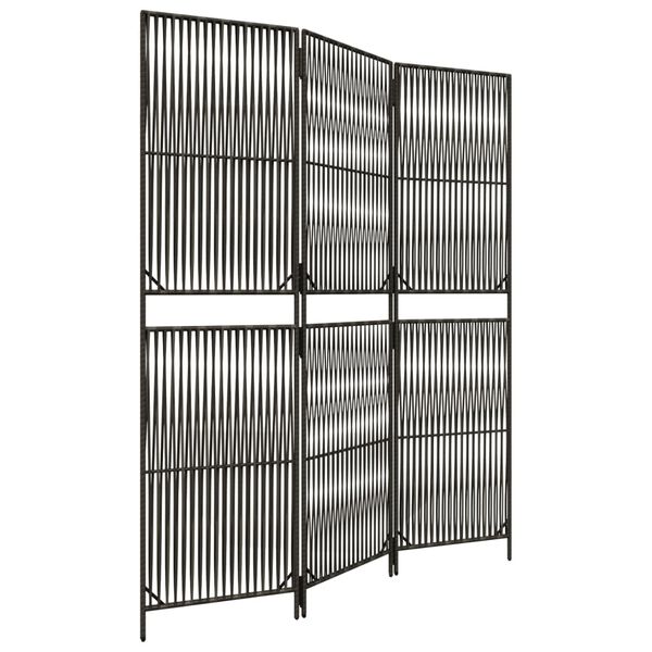 vidaXL Room Divider 3 Panels Grey Poly Rattan
