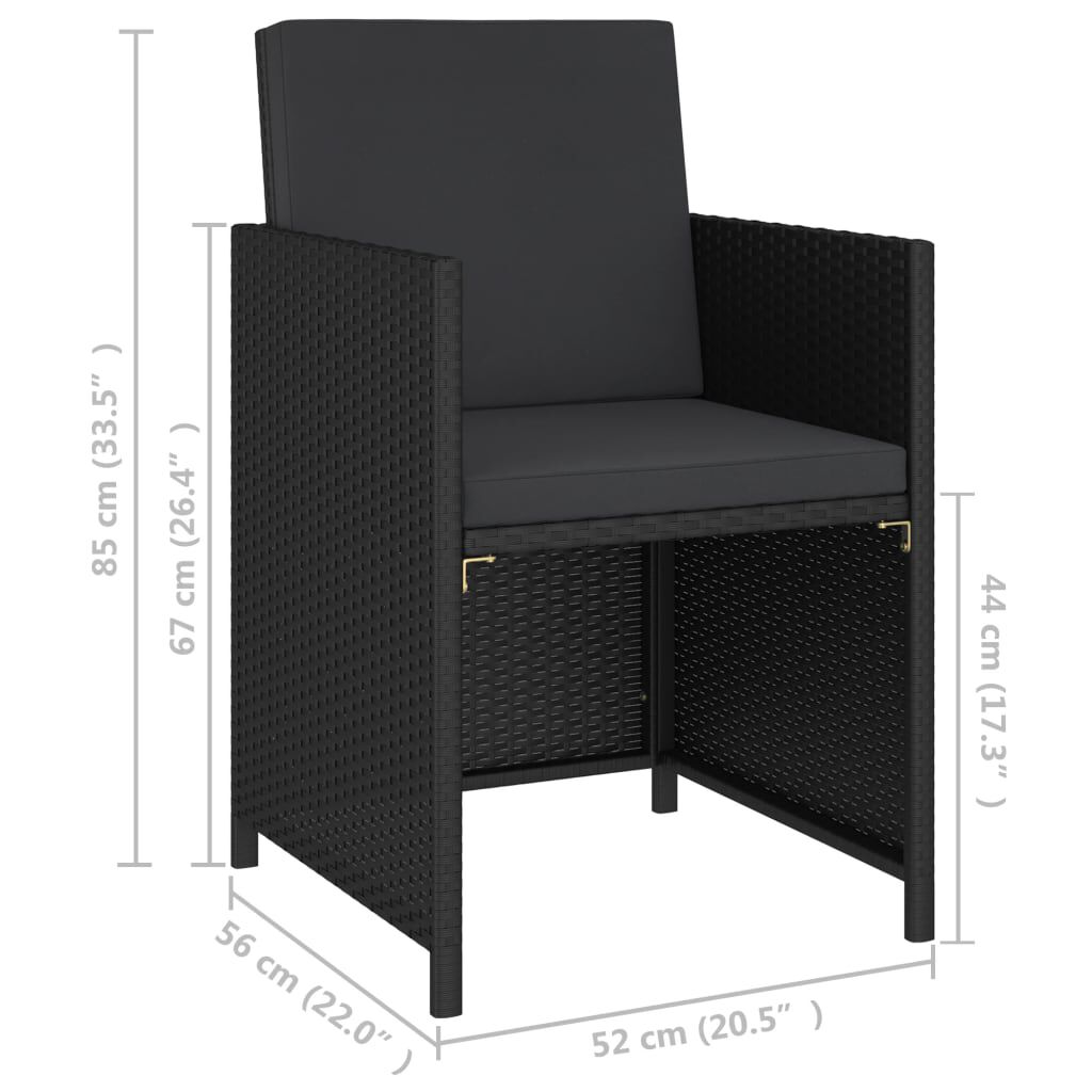 vidaXL 6 Piece Outdoor Dining Set with Cushions Poly Rattan Black