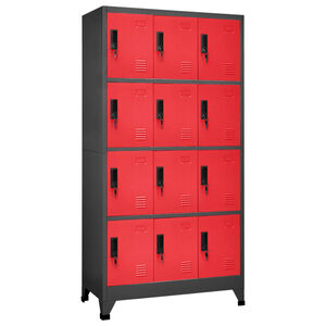 vidaXL Locker Cabinet Anthracite and Red 90x45x180 cm Steel