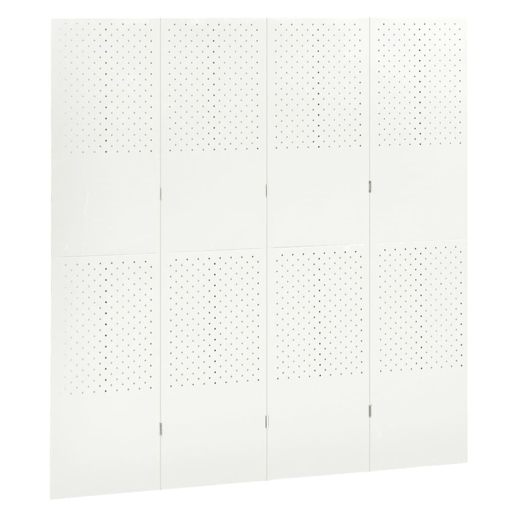 vidaXL 4-Panel Room Divider White 160x180 cm Steel