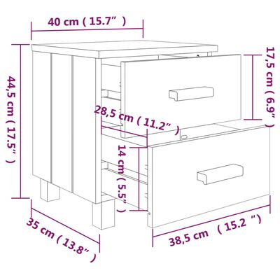 vidaXL Bedside Cabinet HAMAR Dark Grey 40x35x44.5 cm Solid Pinewood