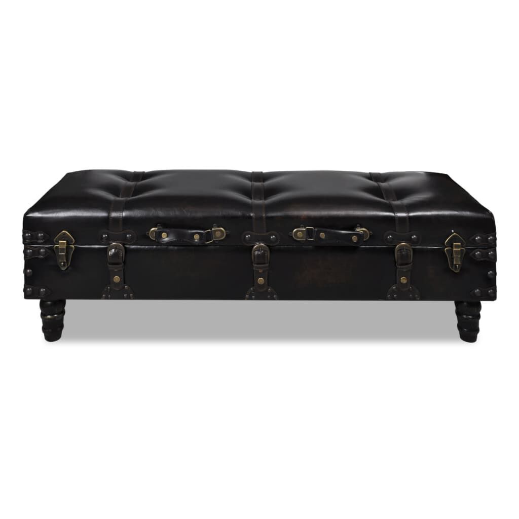 vidaXL Storage Bench 111 cm Dark Brown Solid Wood Pine&Faux Leather