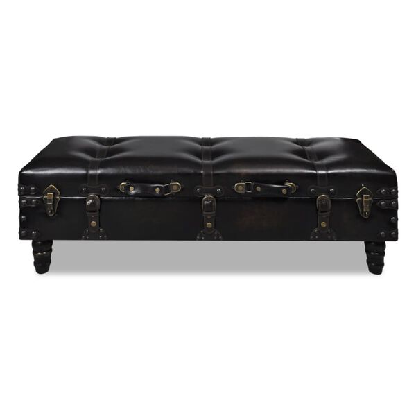 vidaXL Storage Bench 111 cm Dark Brown Solid Wood Pine&Faux Leather