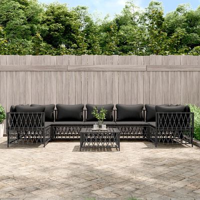 vidaXL 8 Piece Garden Lounge Set with Cushions Anthracite Steel