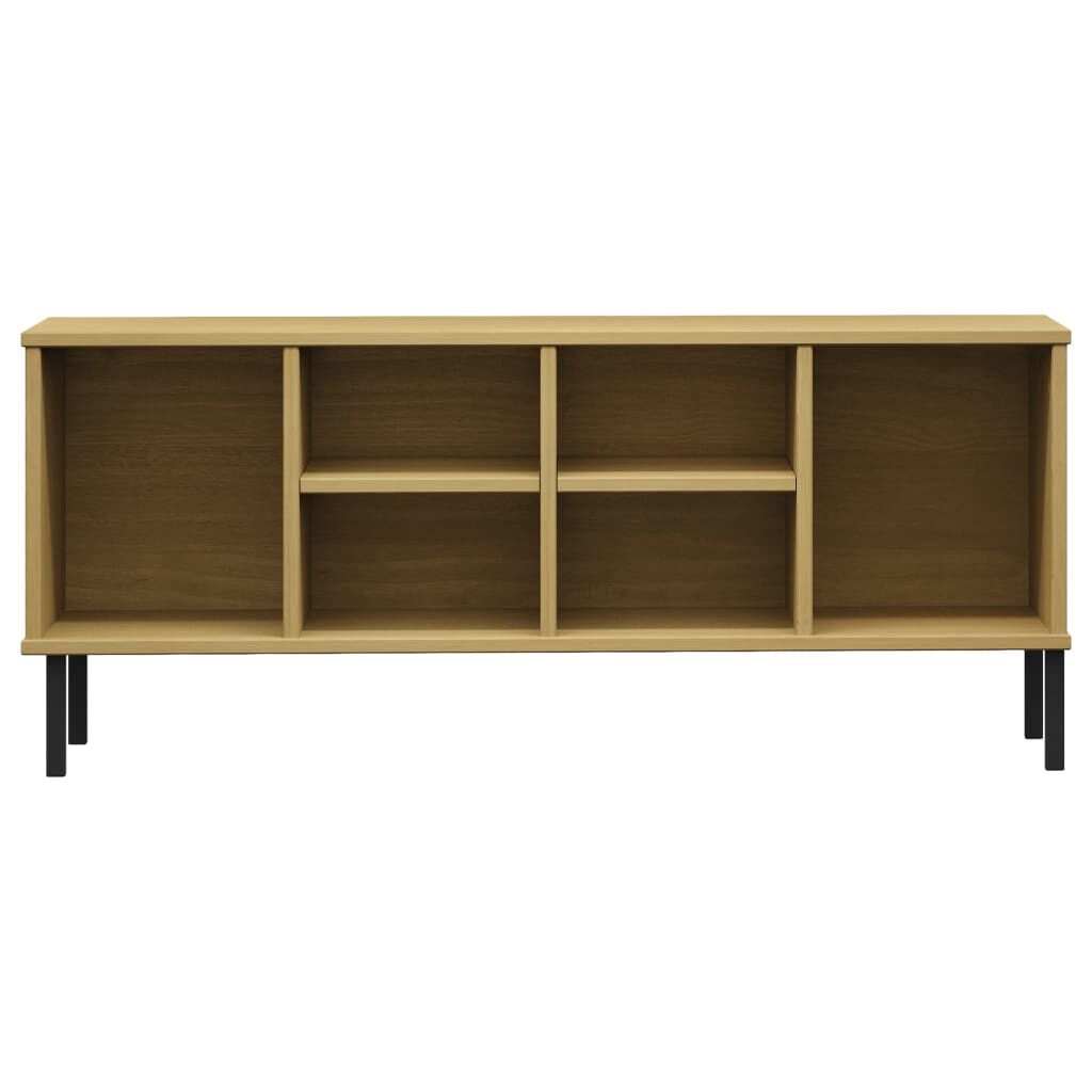 vidaXL Shoe Rack with Metal Legs Brown 106x35x45 cm Solid Wood OSLO