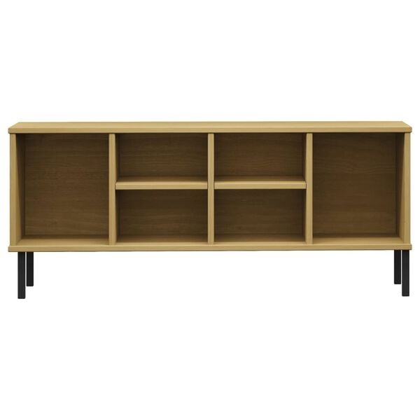 vidaXL Shoe Rack with Metal Legs Brown 106x35x45 cm Solid Wood OSLO