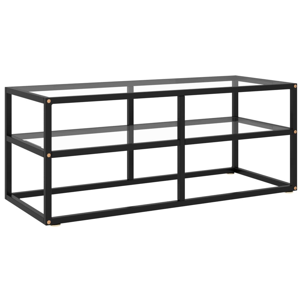 vidaXL TV Cabinet Black with Tempered Glass 100x40x40 cm