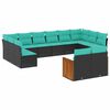 vidaXL 12 Piece Garden Sofa Set with Cushions Black Poly Rattan