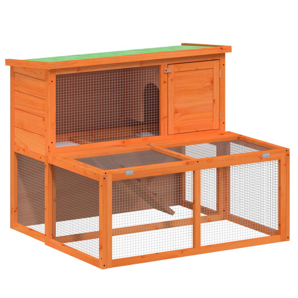 vidaXL Rabbit Hutch Brown 102x90x84.5 cm Solid Wood Pine