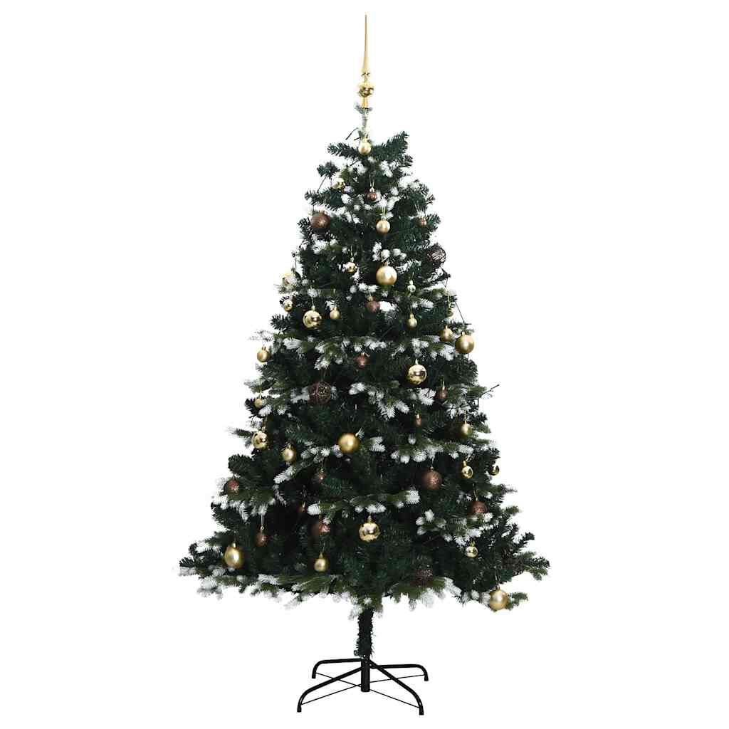 vidaXL Artificial Hinged Christmas Tree 150 LEDs & Ball Set 120 cm