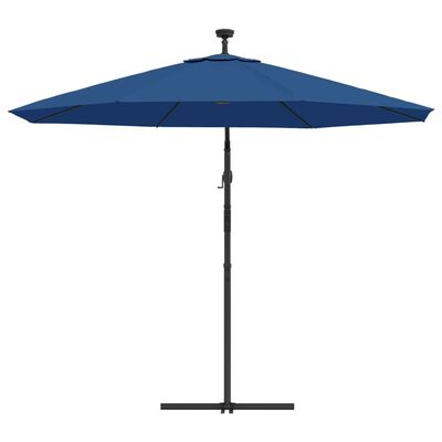 vidaXL Cantilever Garden Parasol with LED Lights and Steel Pole 300 cm Azure