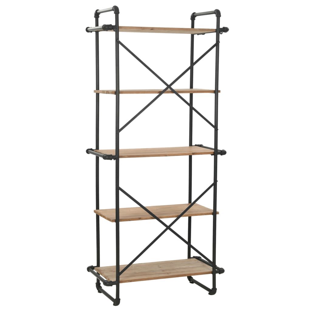 vidaXL Bookcase Solid Firwood and Steel 80x42x180 cm