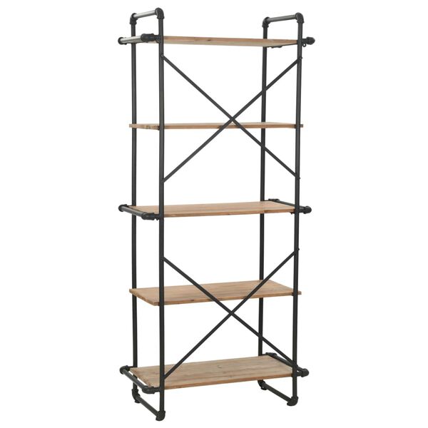 vidaXL Bookcase Solid Firwood and Steel 80x42x180 cm