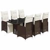 vidaXL 7 Piece Garden Bistro Set with Cushions Brown Poly Rattan