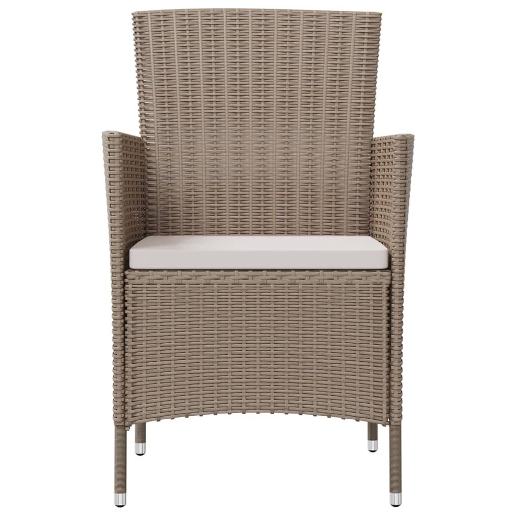 vidaXL Garden Chairs with Cushions 2 pcs Poly Rattan Beige