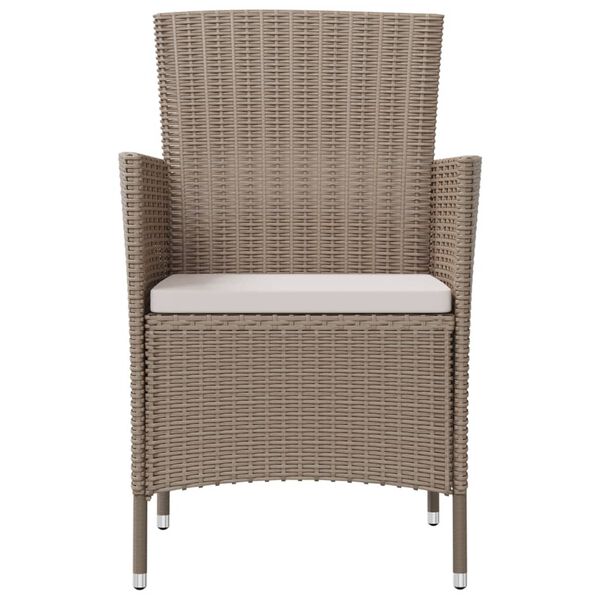 vidaXL Garden Chairs with Cushions 2 pcs Poly Rattan Beige