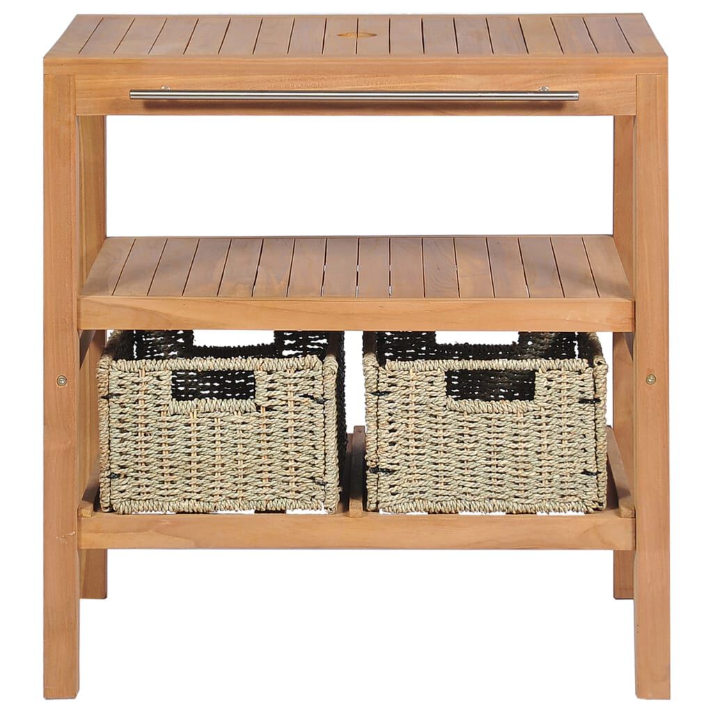 vidaXL Bathroom Vanity Cabinet with 2 Baskets Solid Teak 74x45x75 cm
