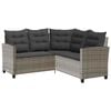 vidaXL Garden Sofa with Table&Cushions L-shaped Grey Poly Rattan