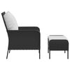 vidaXL Garden Chair with Footstool Black Poly Rattan