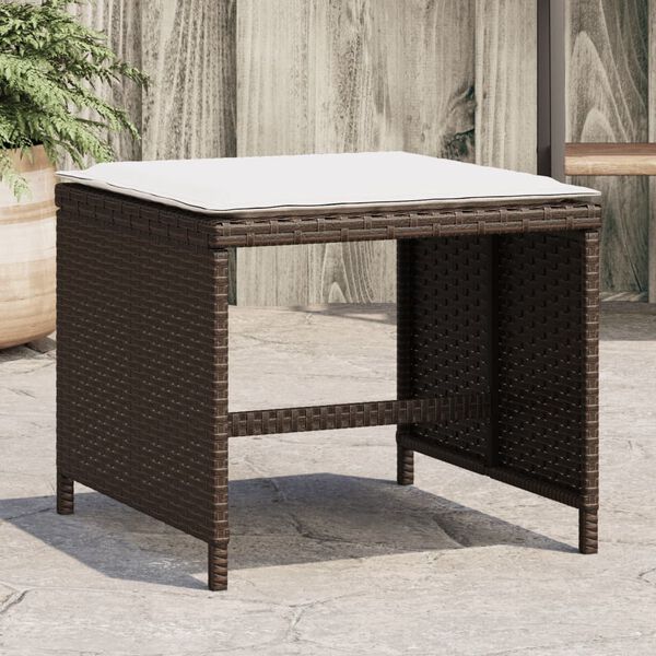 vidaXL Garden Stools with Cushions 4 pcs Brown 40x40x35 cm Poly Rattan
