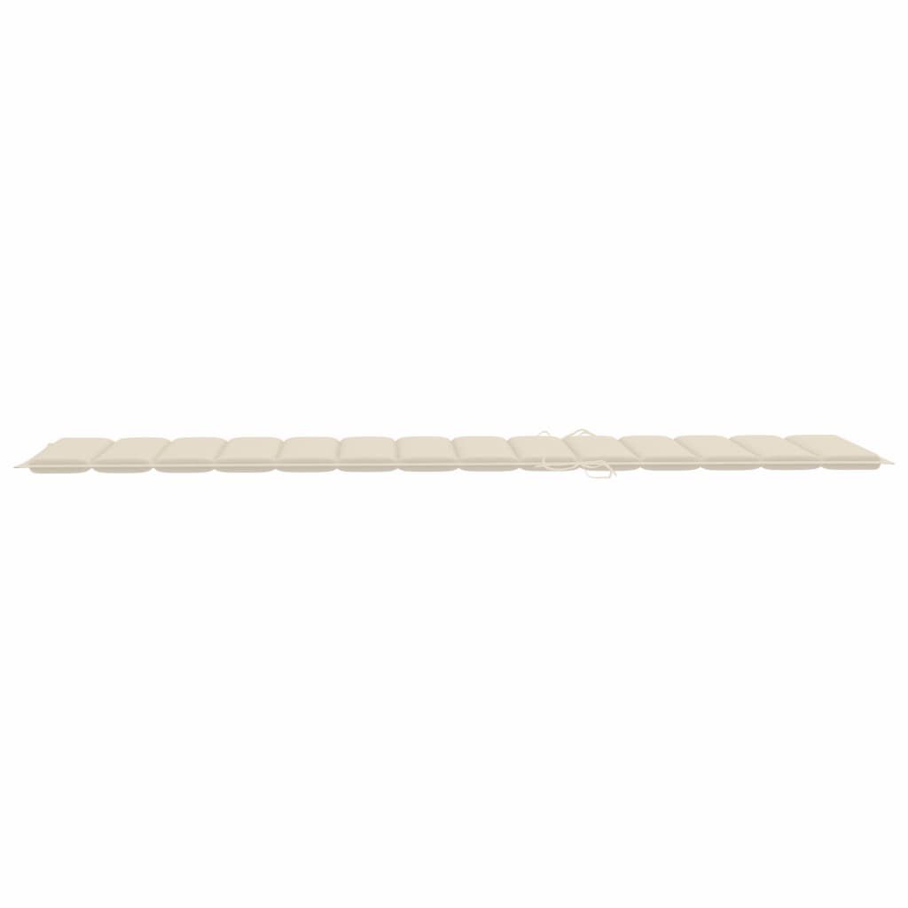 vidaXL Sun Lounger with Cream Cushion Solid Teak Wood