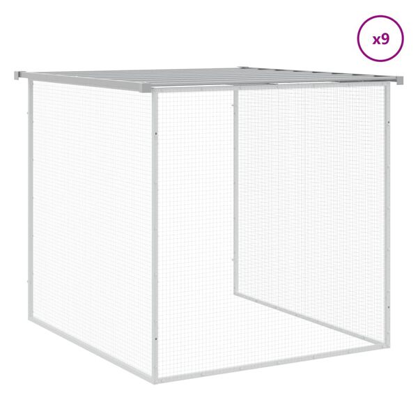vidaXL Chicken Cage with Roof Light Grey 1003x98x90 cm Galvanised Steel